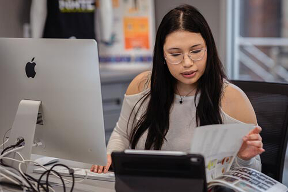 woman on her computer